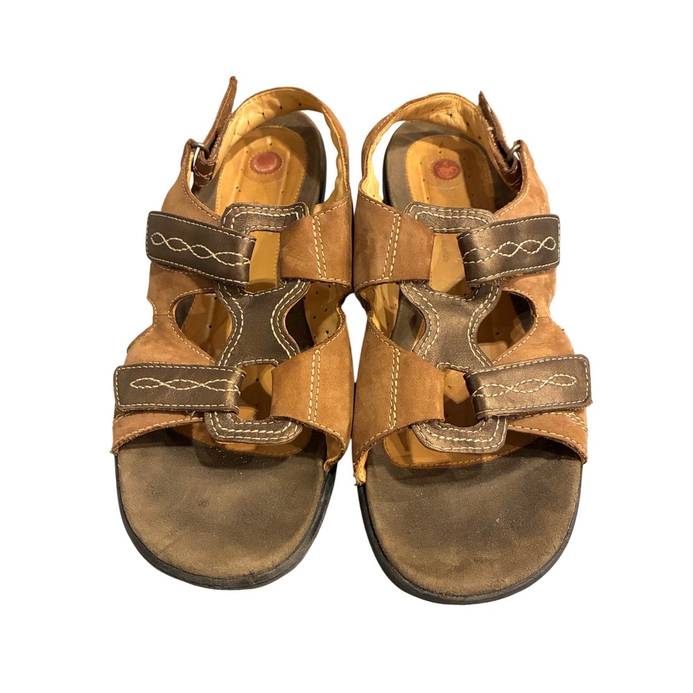 Clarks Structured Un.Loop Tan Leather Metallic Bronze Sandals Womens 10W 86429